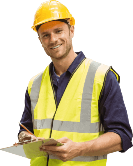 Man in hardhat with clipboard