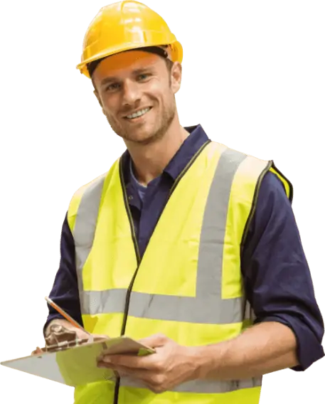 Man in hardhat with clipboard