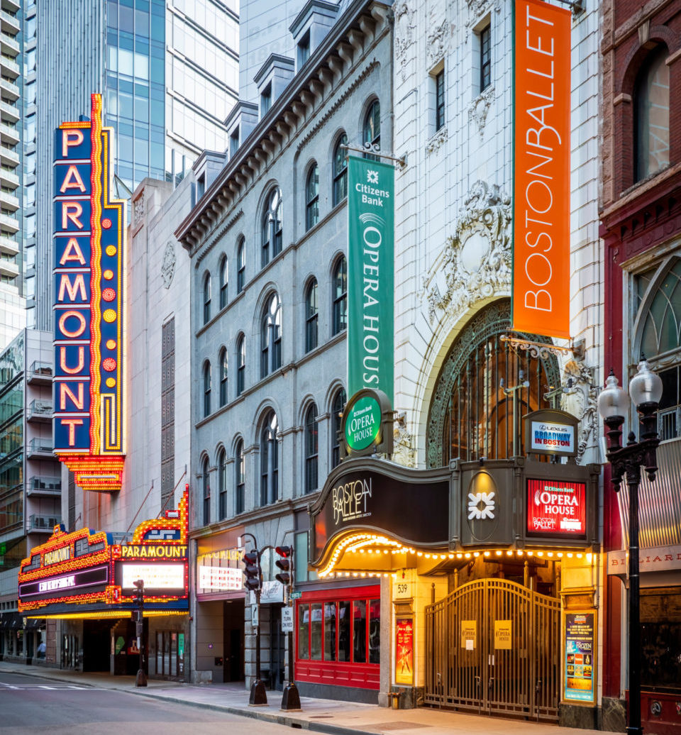 The theater District of Boston in Massachusetts, USA