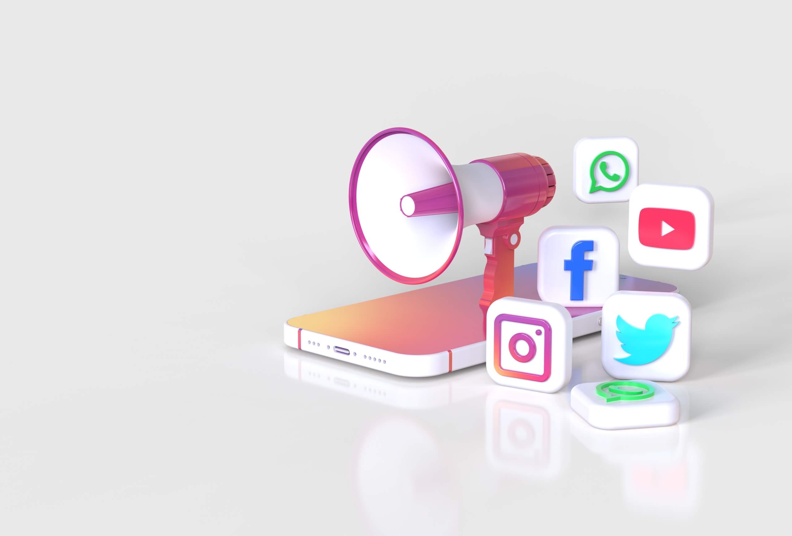 bullhorn and laptop illustration