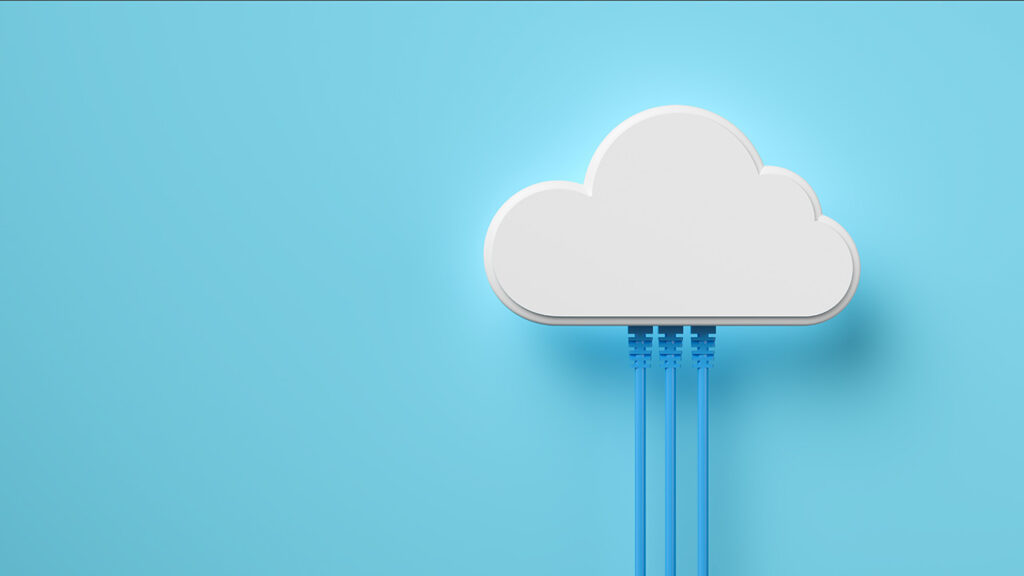 Illustration of a cloud with Ethernet cables plugged into the bottom