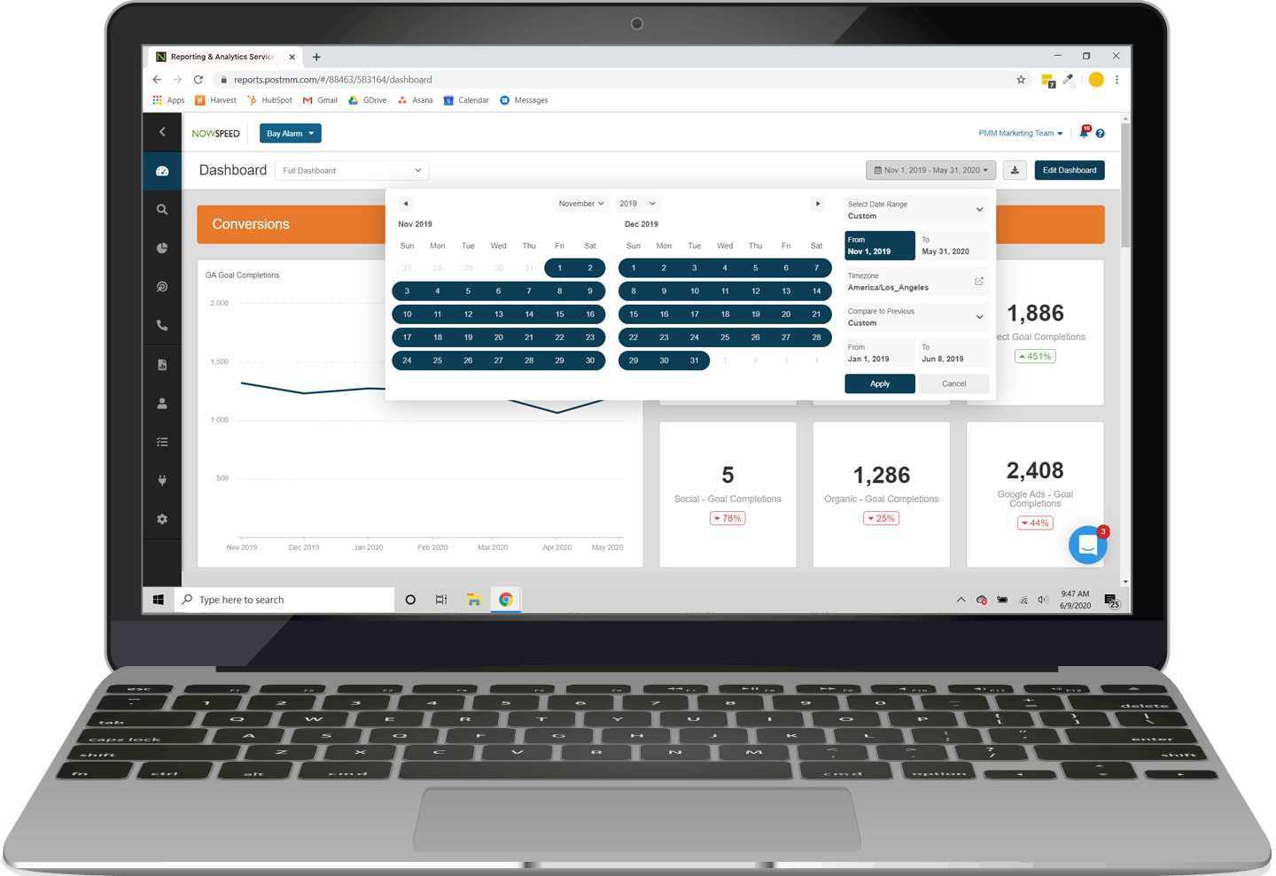 Laptop showing Nowspeed reporting platform